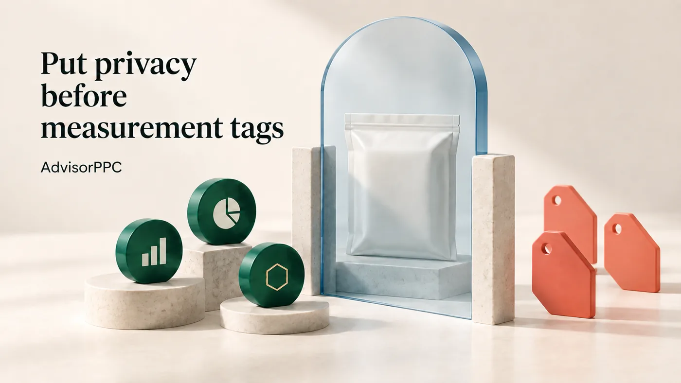 A translucent blue review gate separates a sealed ivory data packet from emerald aggregate-count tokens and coral tag-shaped geometry.